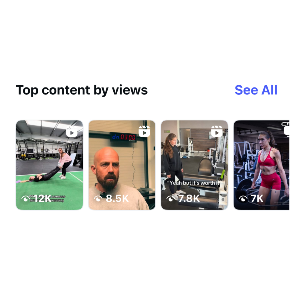 Screenshot of Code Fitness social media stats